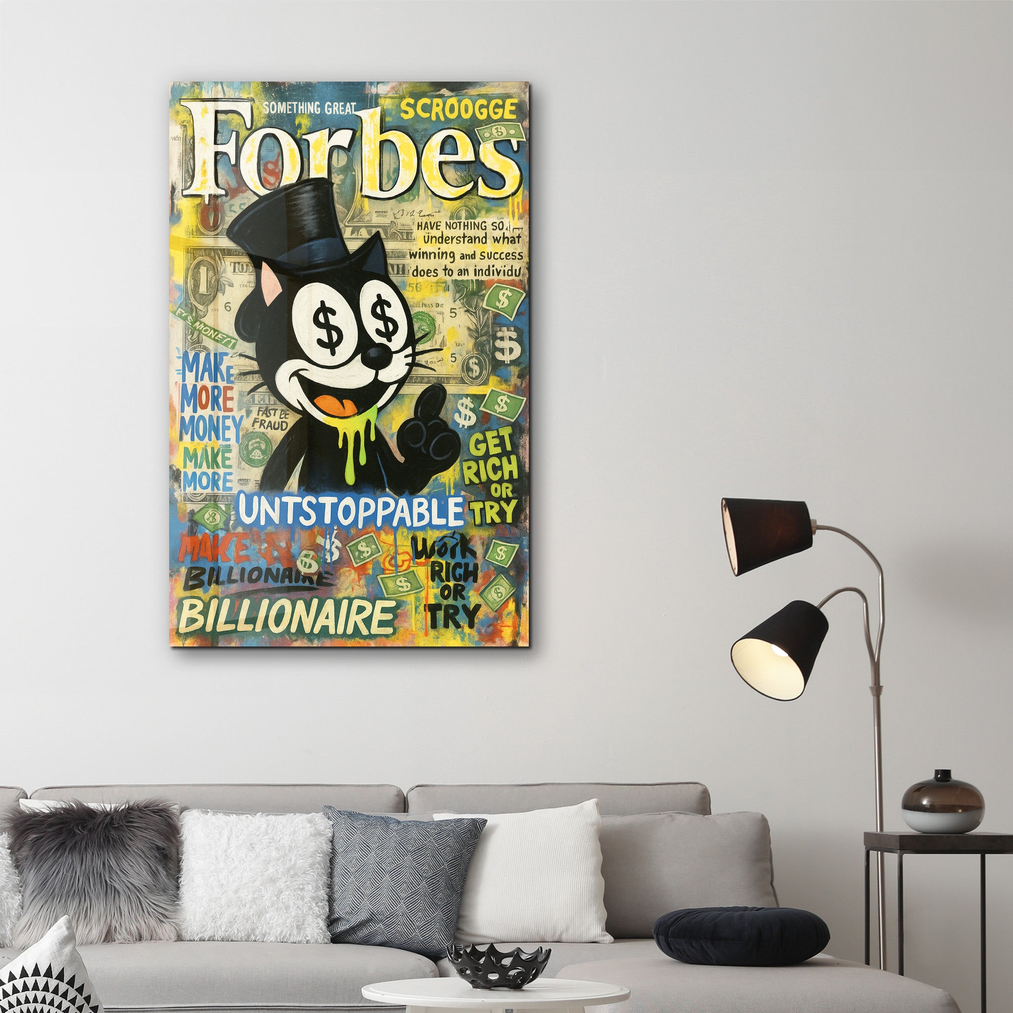 Make More Money - Billionaire Ambition Glass Wall Art