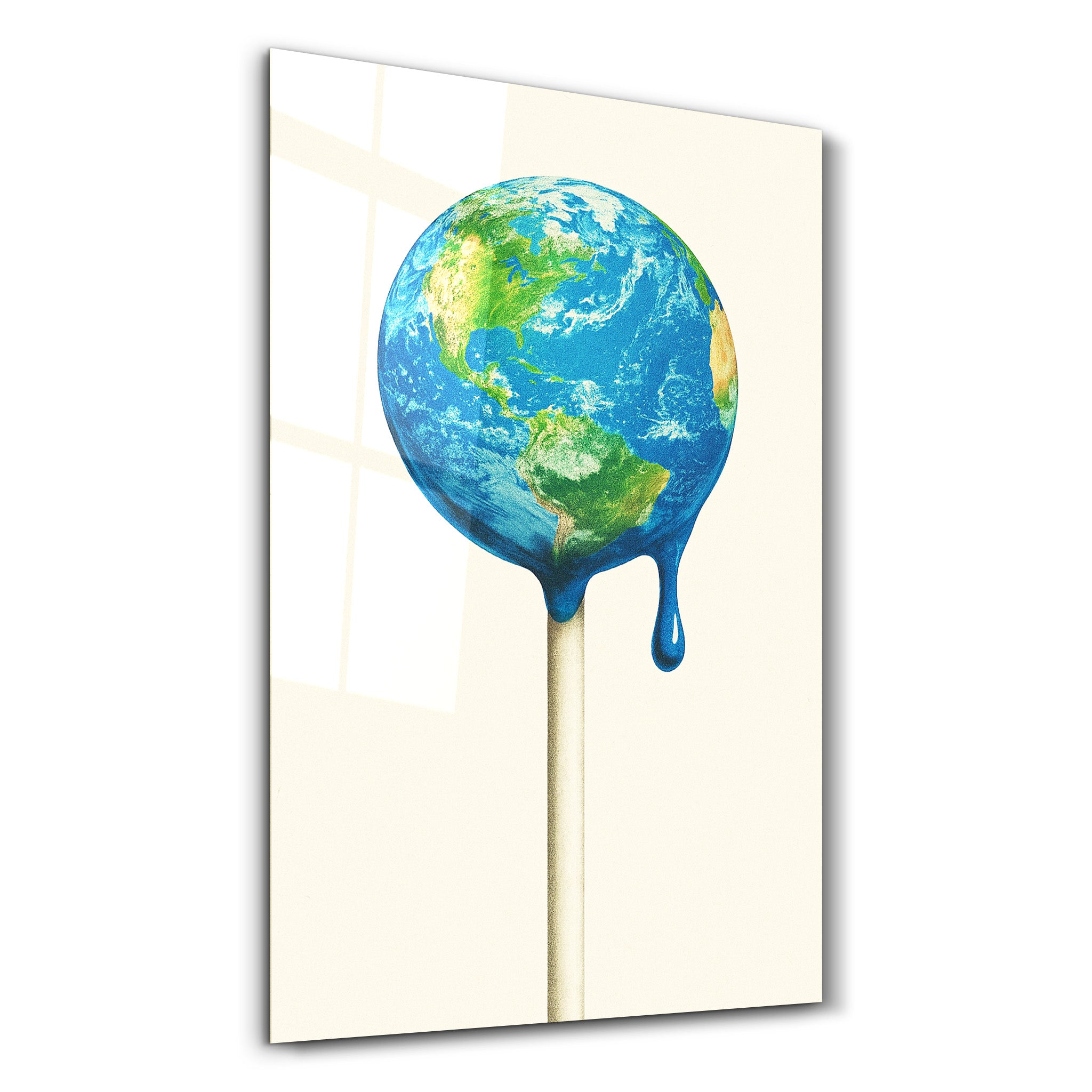 Melting Earth - Surreal Pop Glass Wall Art