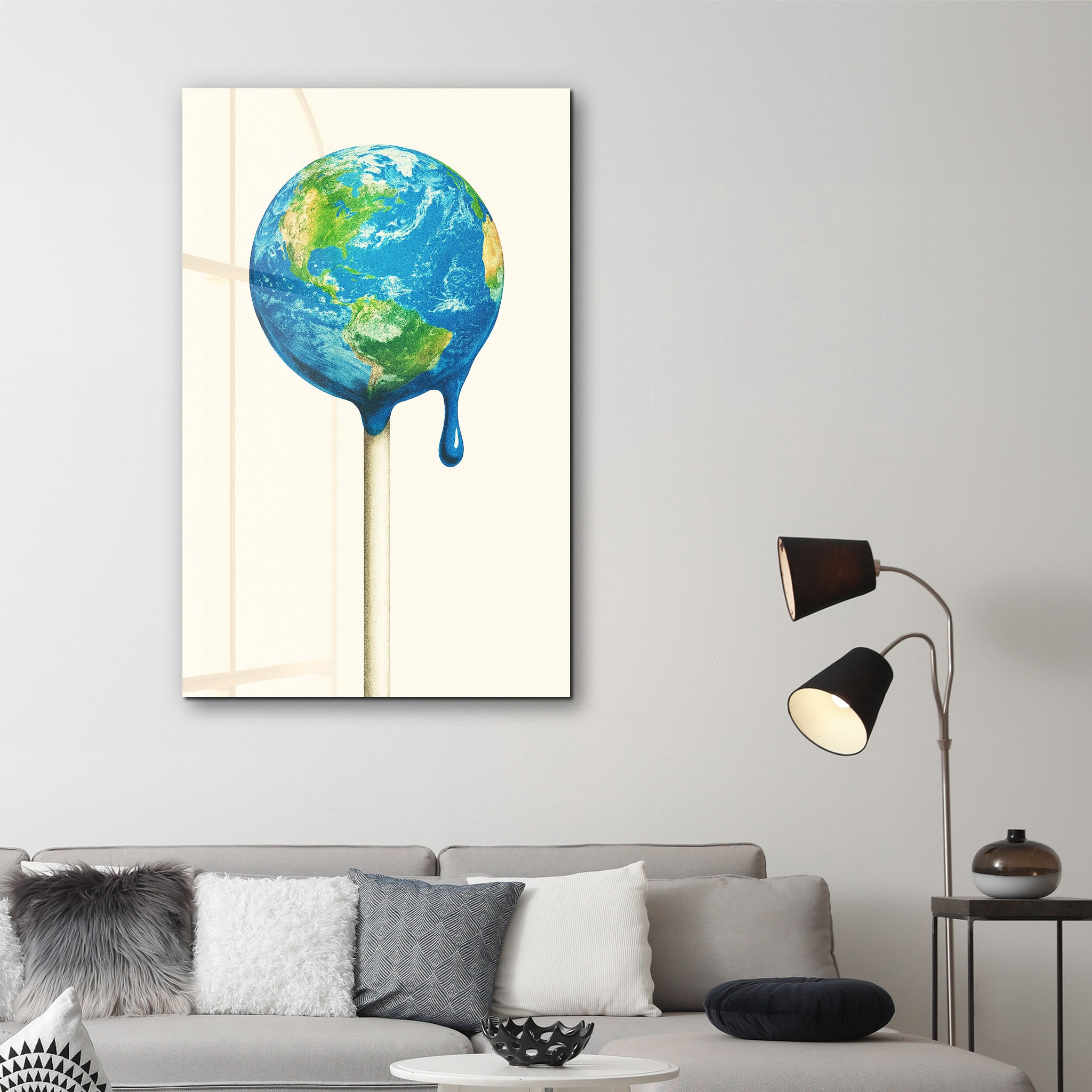 Melting Earth - Surreal Pop Glass Wall Art