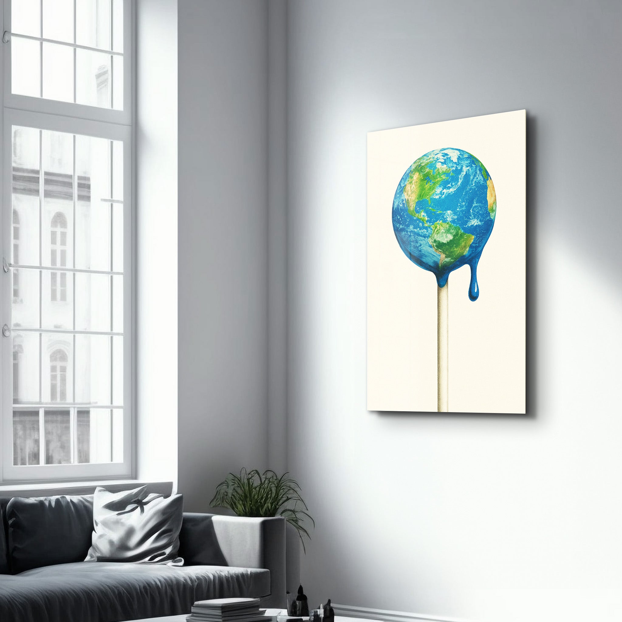 Melting Earth - Surreal Pop Glass Wall Art