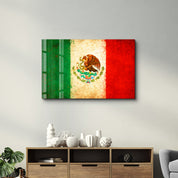 Mexica Flag Splash - Glass Wall Art