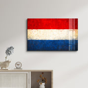 Netherlands Flag Splash - Glass Wall Art
