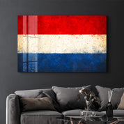 Netherlands Flag Splash - Glass Wall Art
