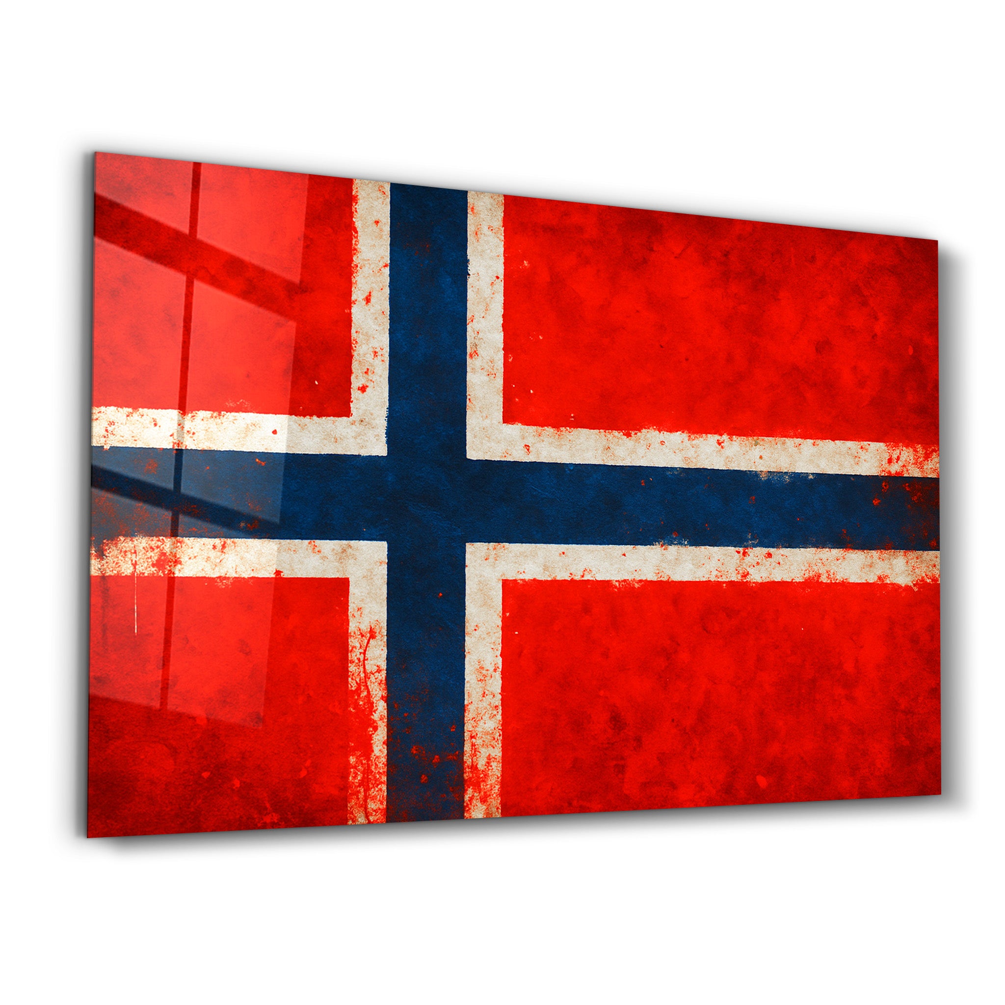 Norway Flag Splash - Glass Wall Art