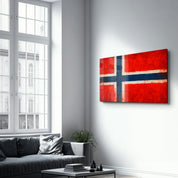 Norway Flag Splash - Glass Wall Art