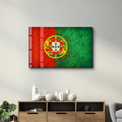 Portugal Flag Splash - Glass Wall Art