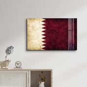 Qatar Flag Splash - Glass Wall Art