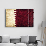 Qatar Flag Splash - Glass Wall Art