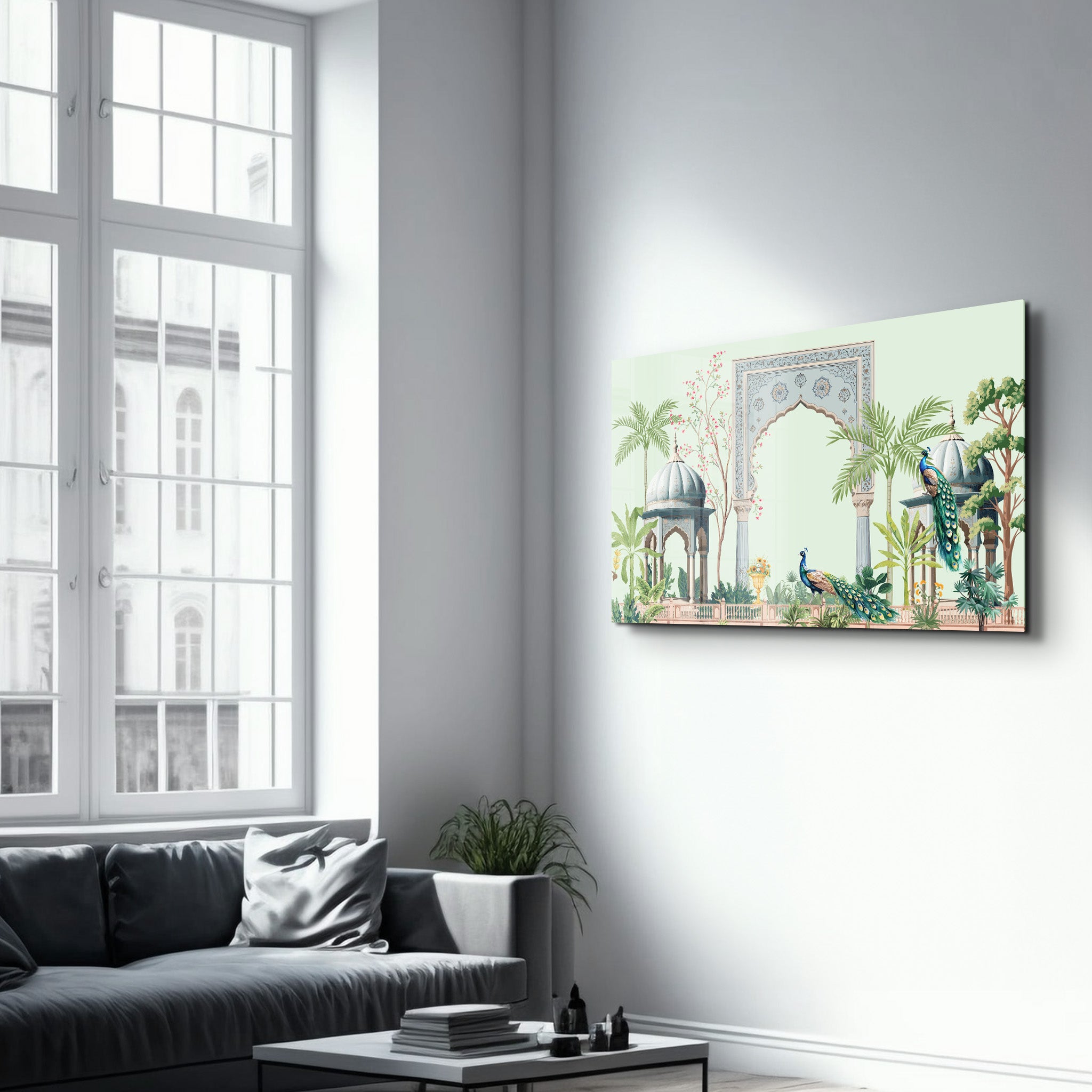 Royal Serenity – Peacock Garden Glass Wall Art