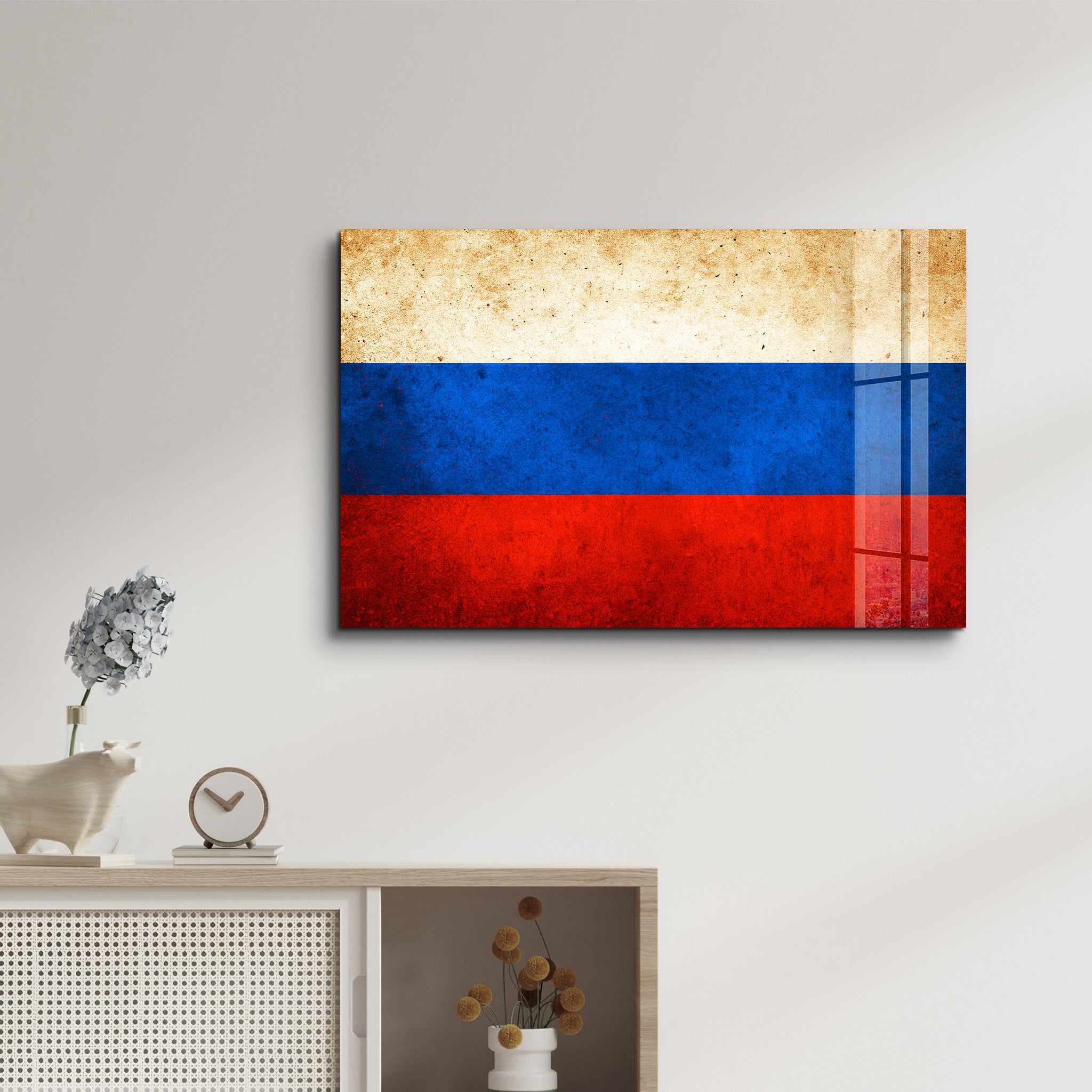 Russian Flag Splash - Glass Wall Art