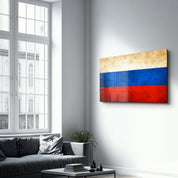 Russian Flag Splash - Glass Wall Art