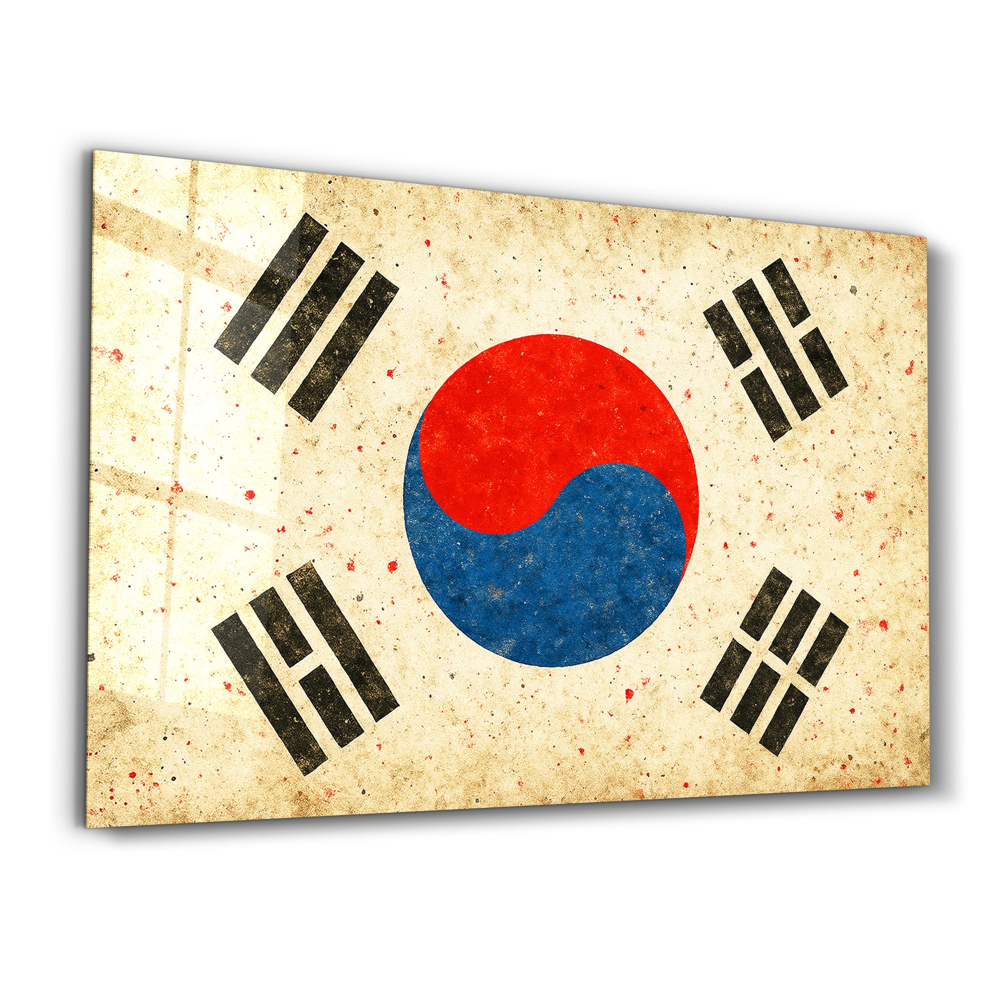 South Korea Flag Splash - Glass Wall Art