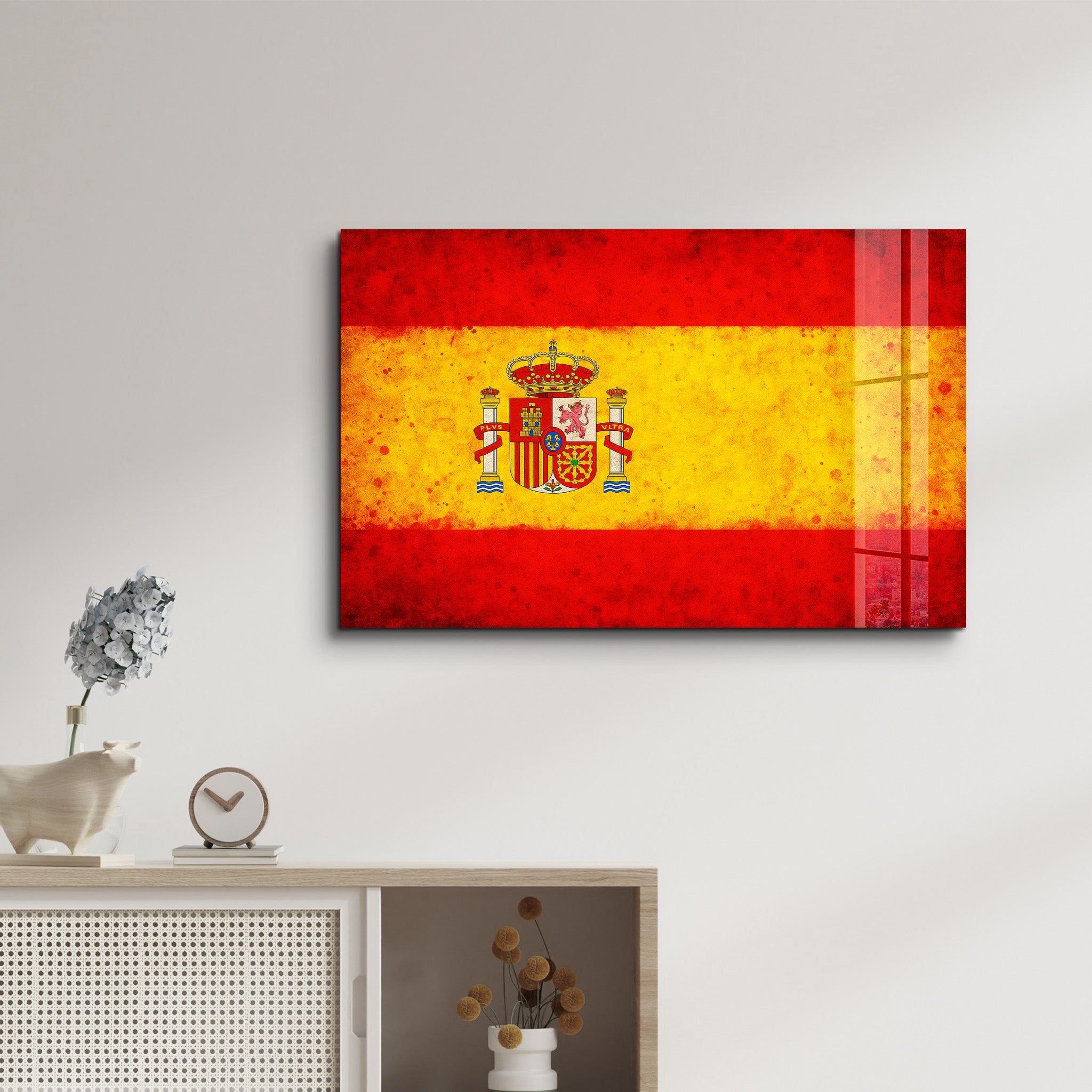 Spain Flag Splash - Glass Wall Art