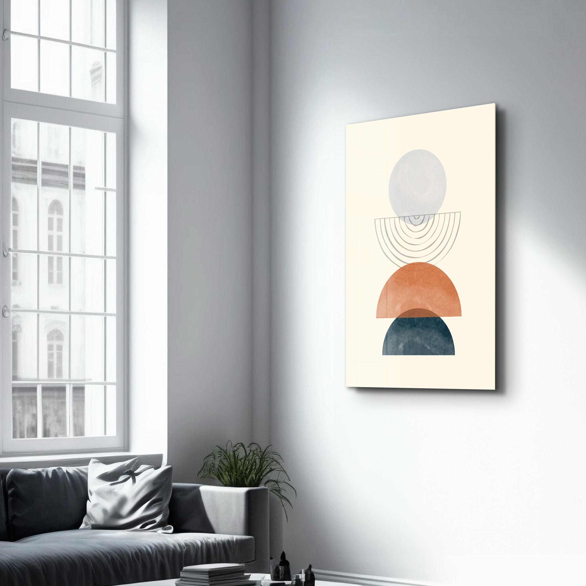 Stacked Harmony in Soft Neutrals - Glass Wall Art