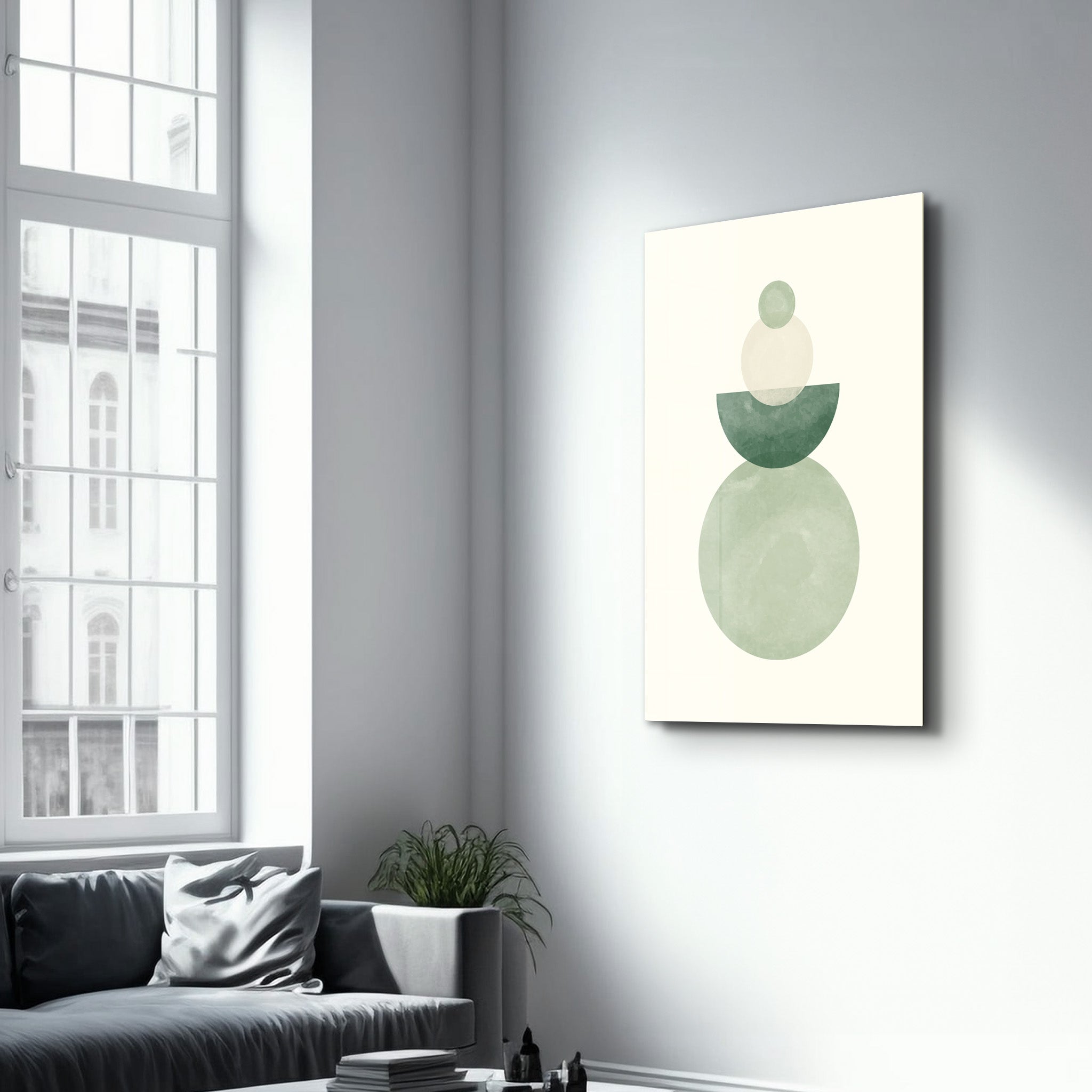 Stacked Simplicity with Circles - Glass Wall Art