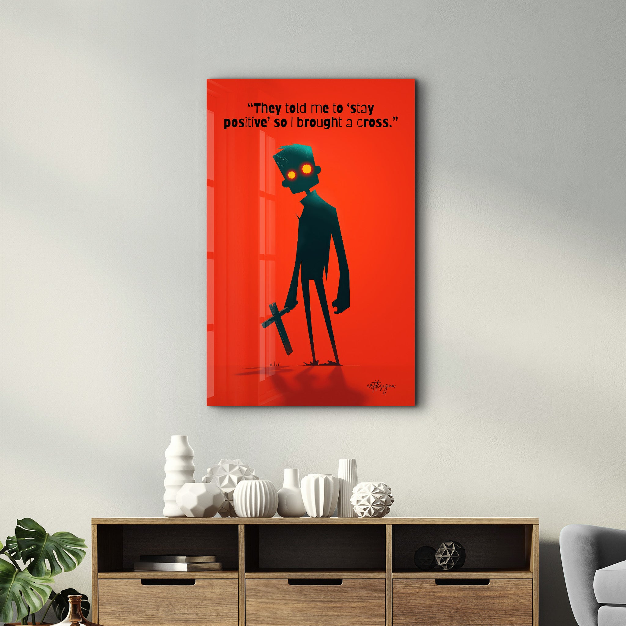 Stay Positive (But Make It Gothic) - Glass Wall Art