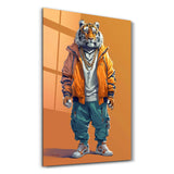 Stilvoller Tiger – Glasbild