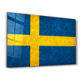Sweden Flag Splash - Glass Wall Art