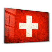 Switzerland Flag Splash - Glass Wall Art