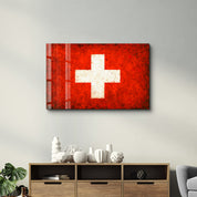 Switzerland Flag Splash - Glass Wall Art