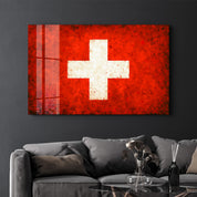 Switzerland Flag Splash - Glass Wall Art