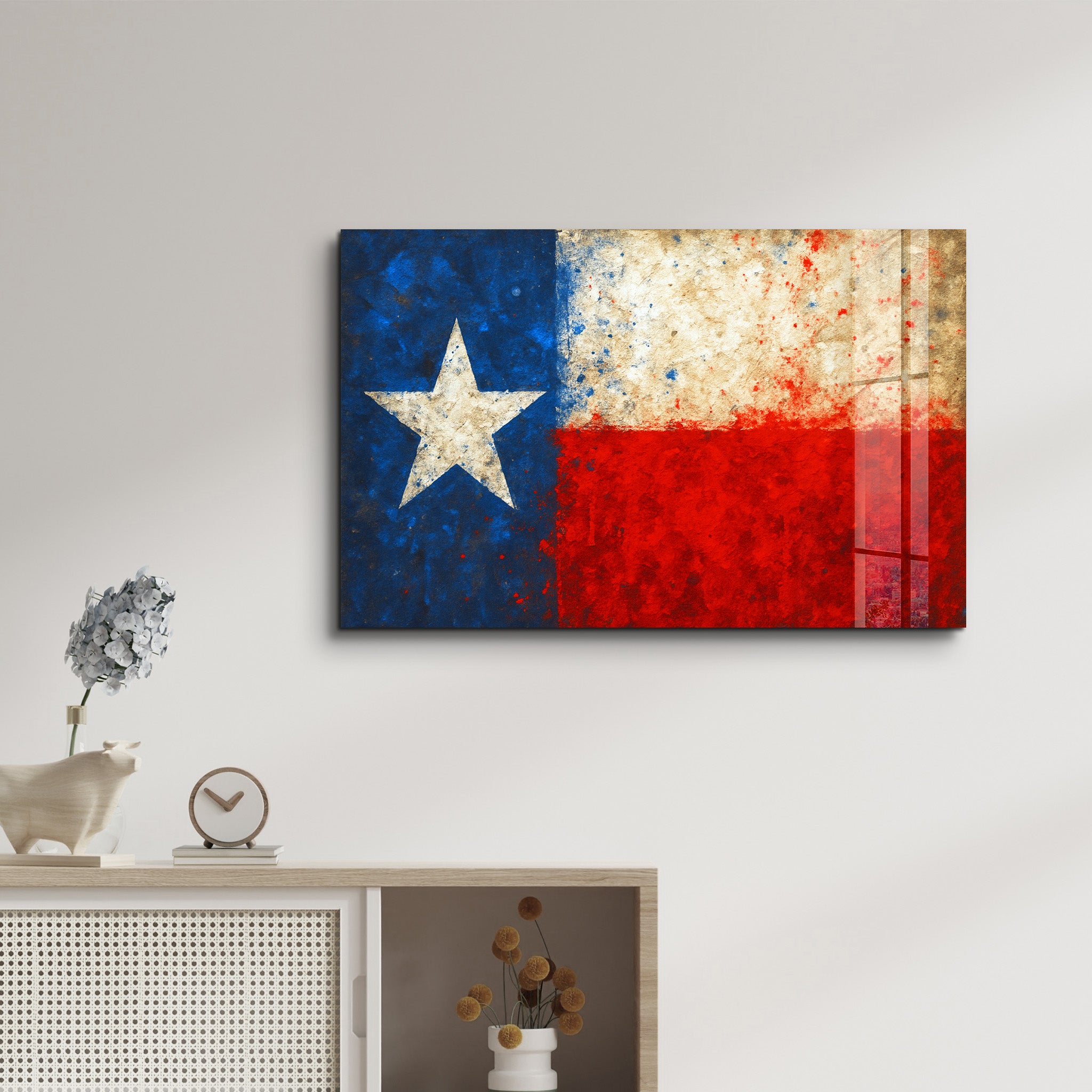 Texas Flag Splash - Glass Wall Art