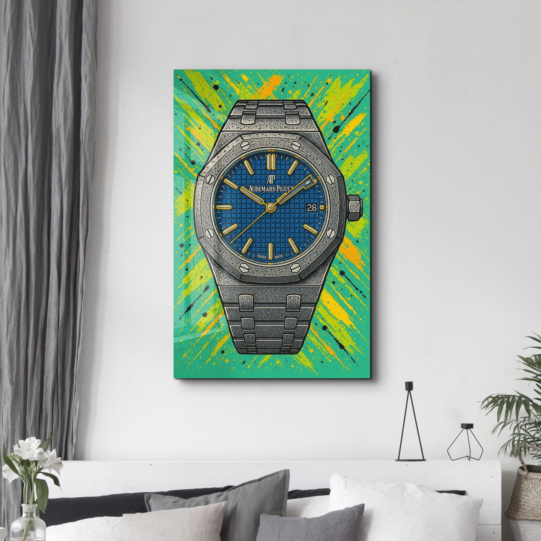 Tick Boom - Audemars Piguet Comic Splash Glass Wall Art