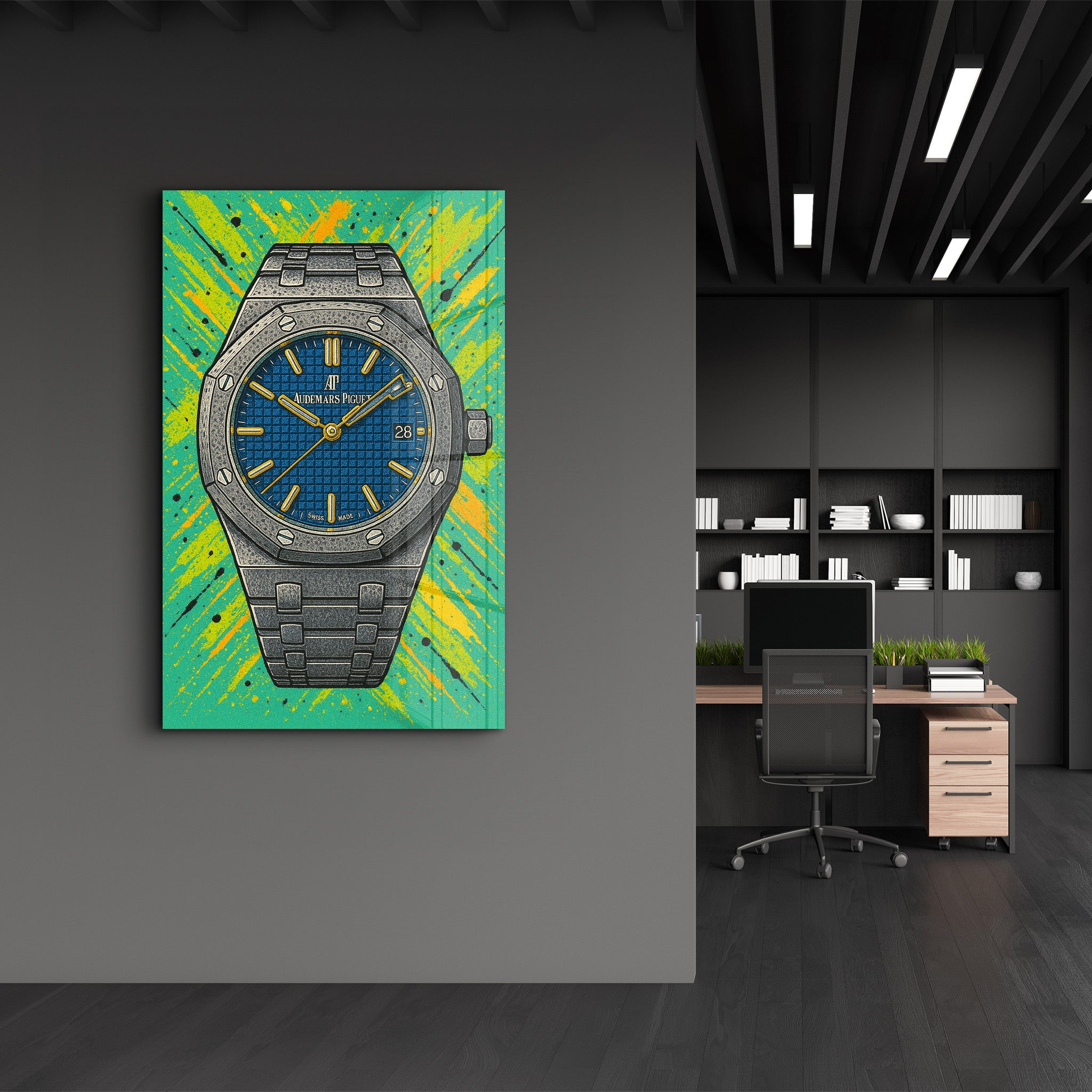 Tick Boom - Audemars Piguet Comic Splash Glass Wall Art