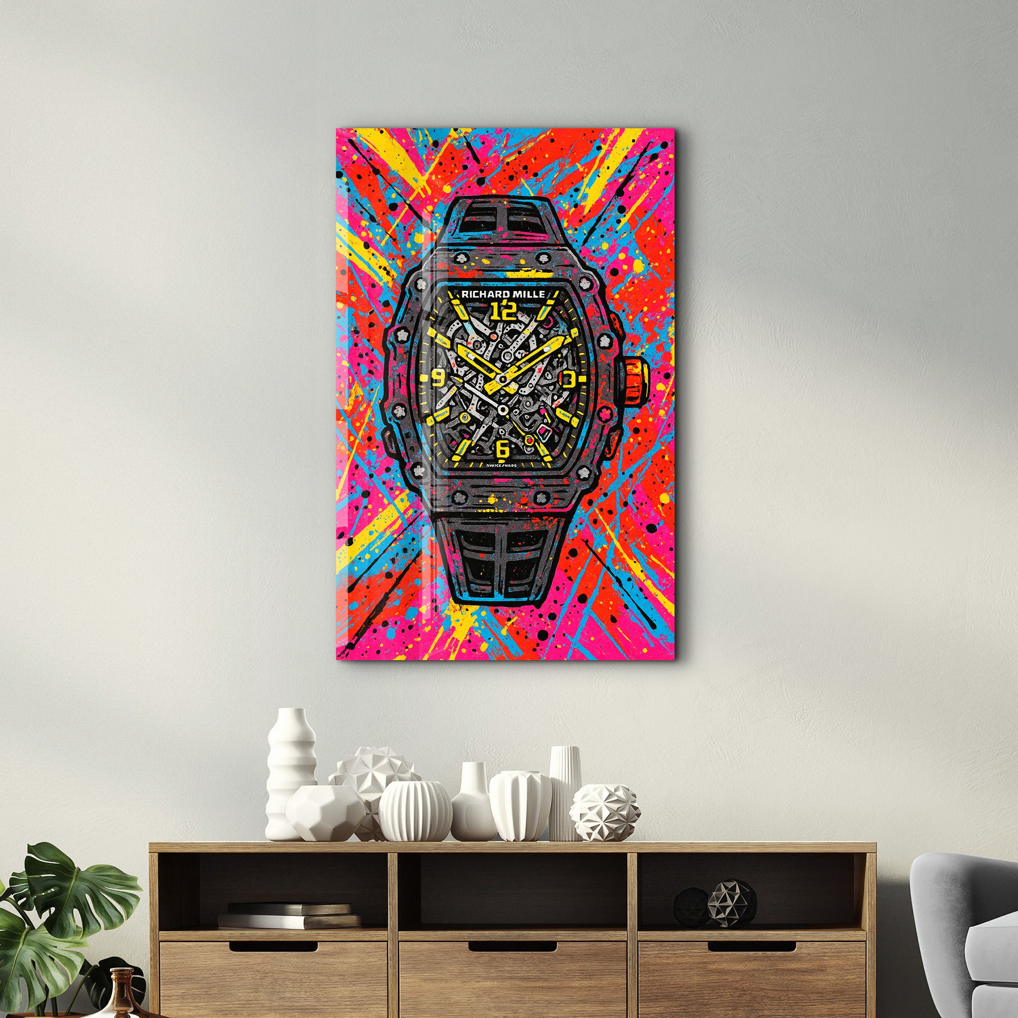 Time Bomb - Richard Mille Graffiti Explosion Glass Wall Art