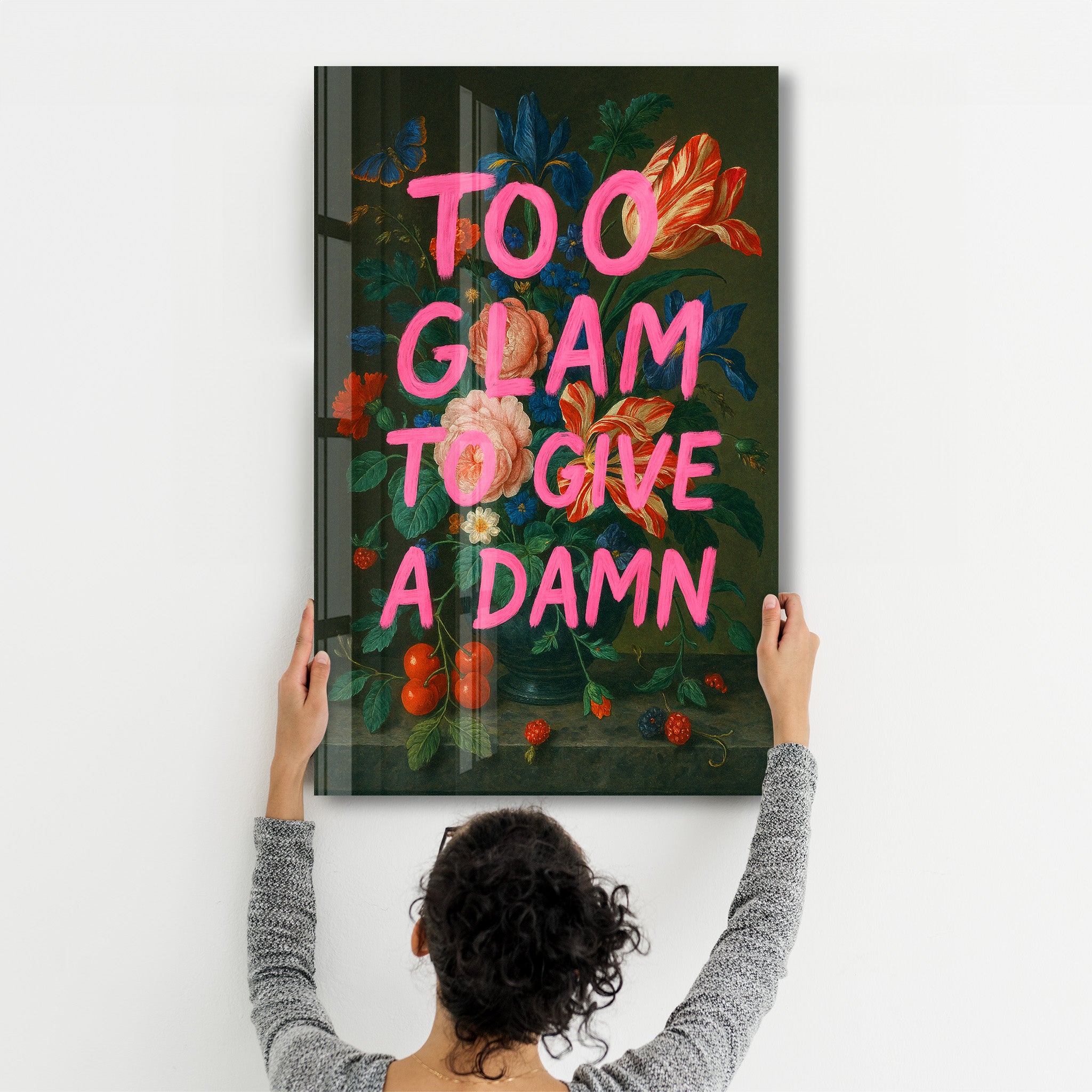 Too Glam to Give a D*mn - Luxe Attitude Glass Wall Art