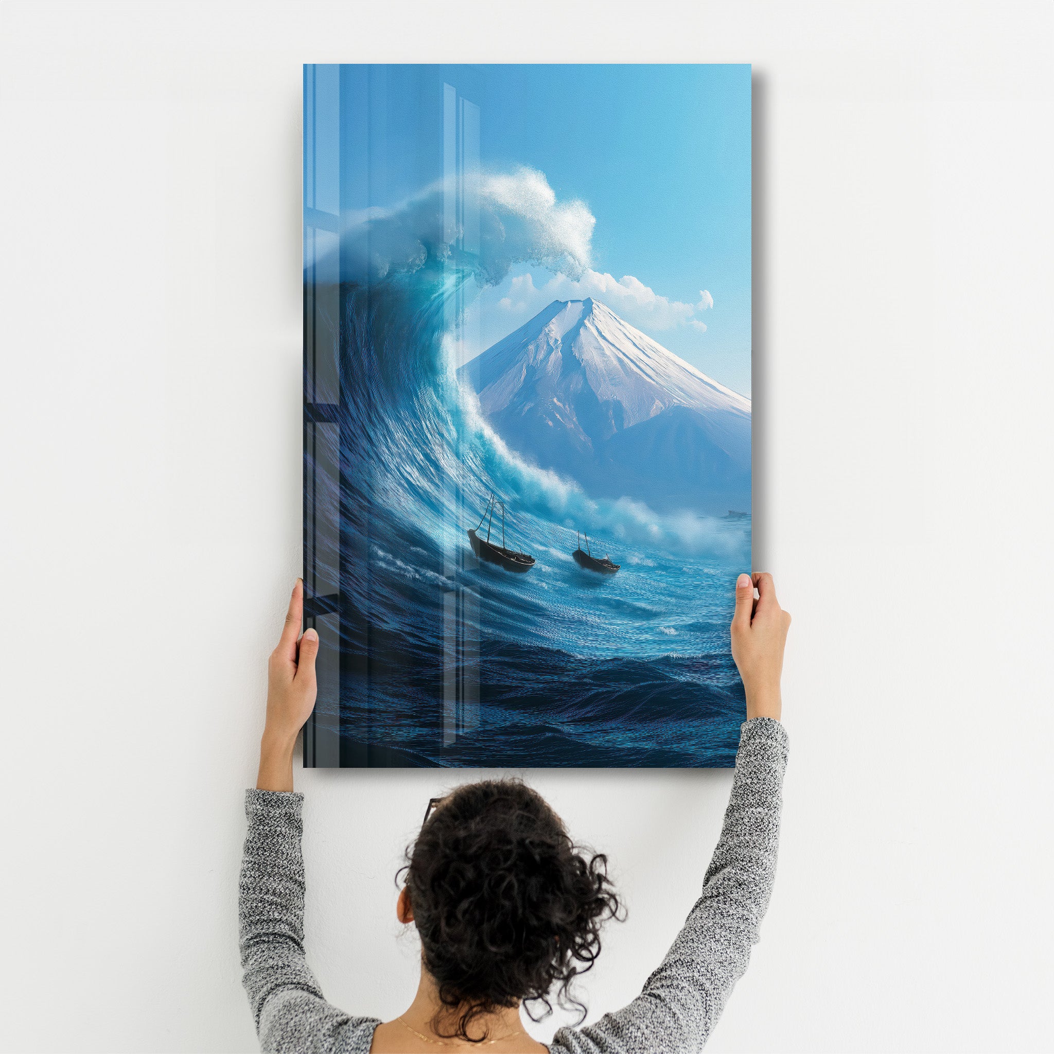 Tsunami & Fuji – Glass Wall Art