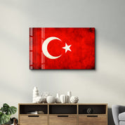 Turkish Flag Splash - Glass Wall Art