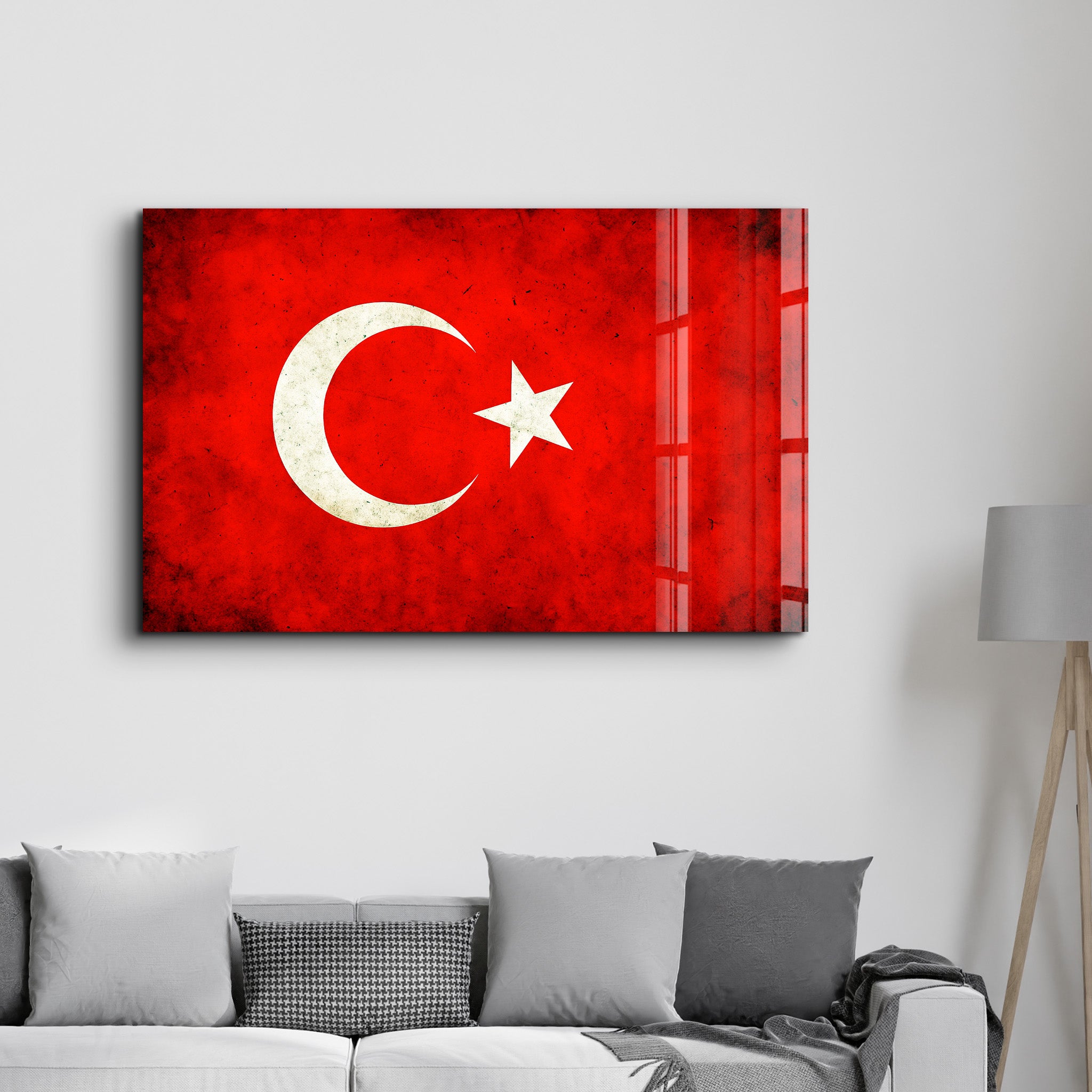 Turkish Flag Splash - Glass Wall Art
