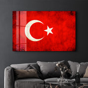 Turkish Flag Splash - Glass Wall Art