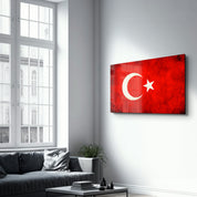 Turkish Flag Splash - Glass Wall Art