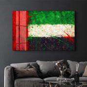 UAE Flag Splash - Glass Wall Art