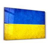 Ukrainian Flag Splash - Glass Wall Art