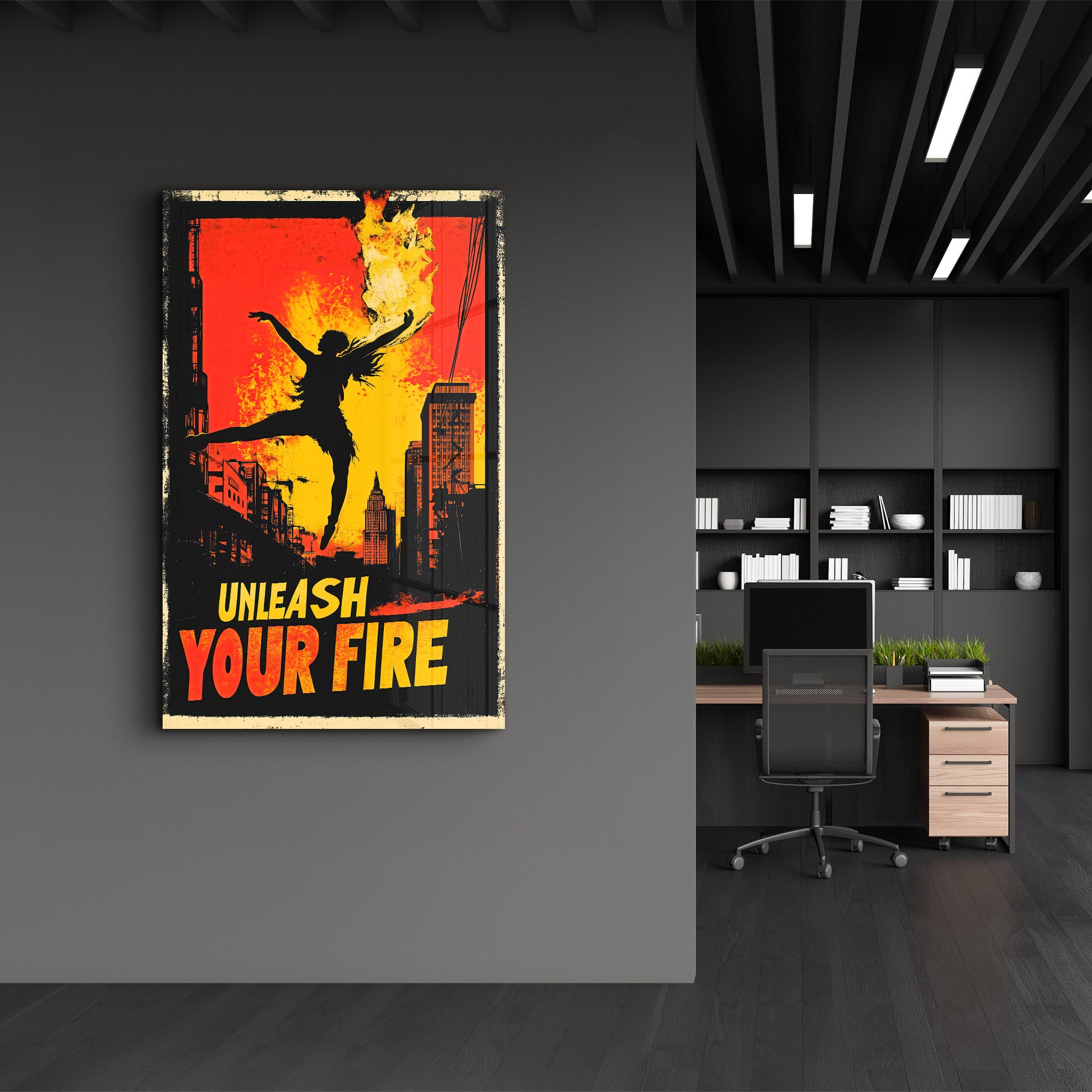 Unleash Your Fire - Motivational Glass Wall Art