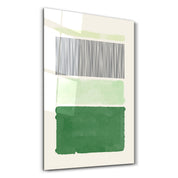 Vertical Lines & Green Blocks - Glass Wall Art