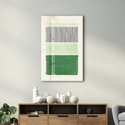 Vertical Lines & Green Blocks - Glass Wall Art
