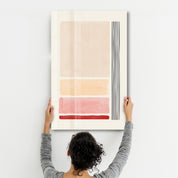 Warm Gradient Blocks with Lines - Glass Wall Art