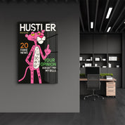 Your Opinion Doesn’t Pay My Bills - Hustler Panther Glass Wall Art