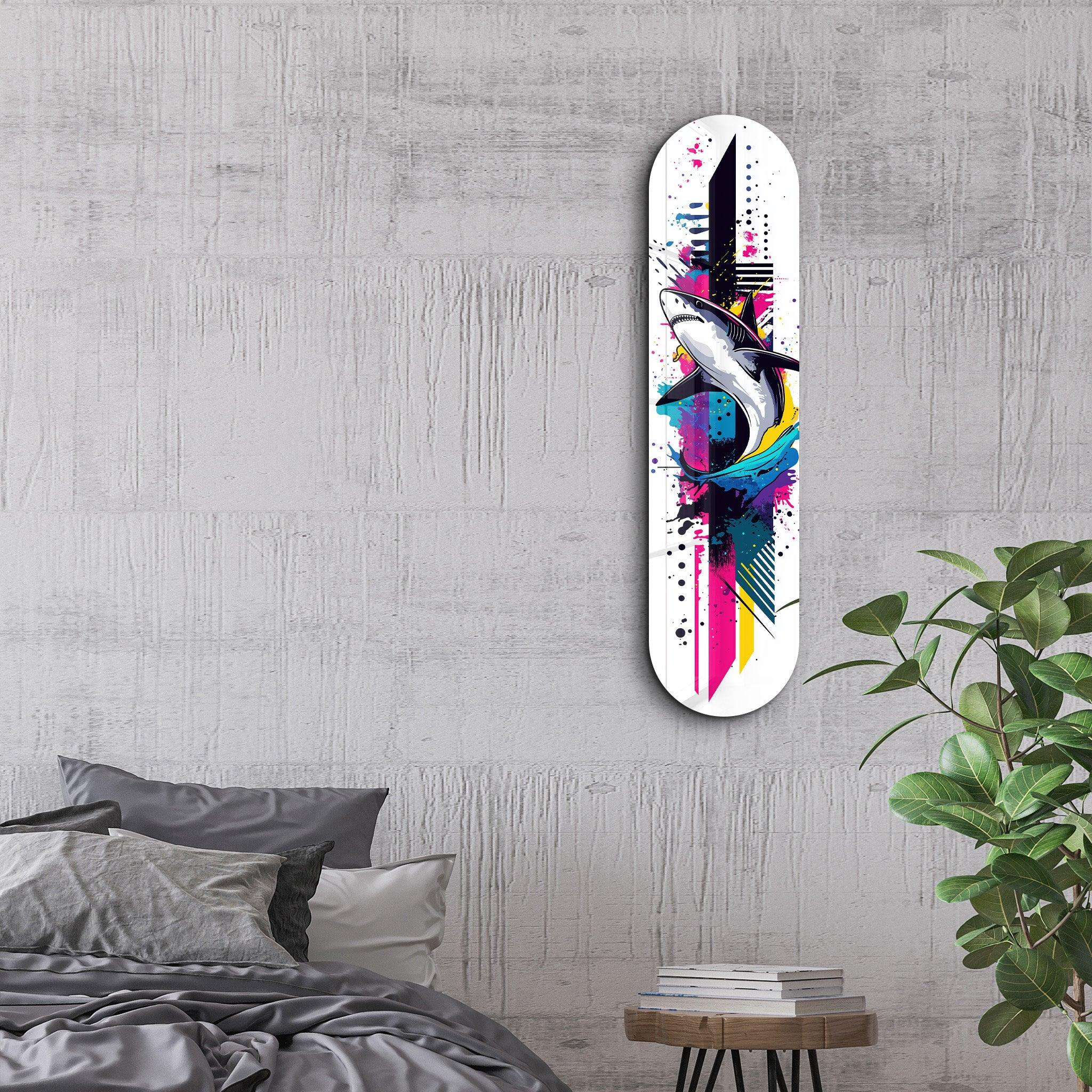 Shark Painting | Glass Wall Art - Artdesigna