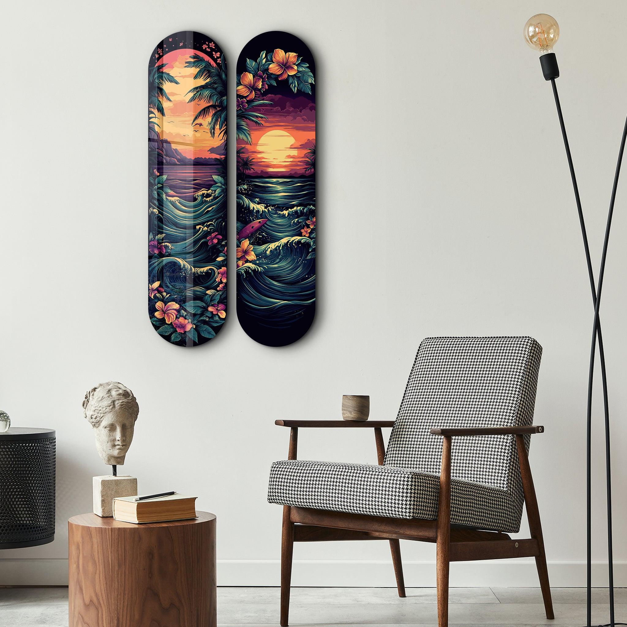 Vivid Seascape Skateboard | Glass Wall Art – Artdesigna