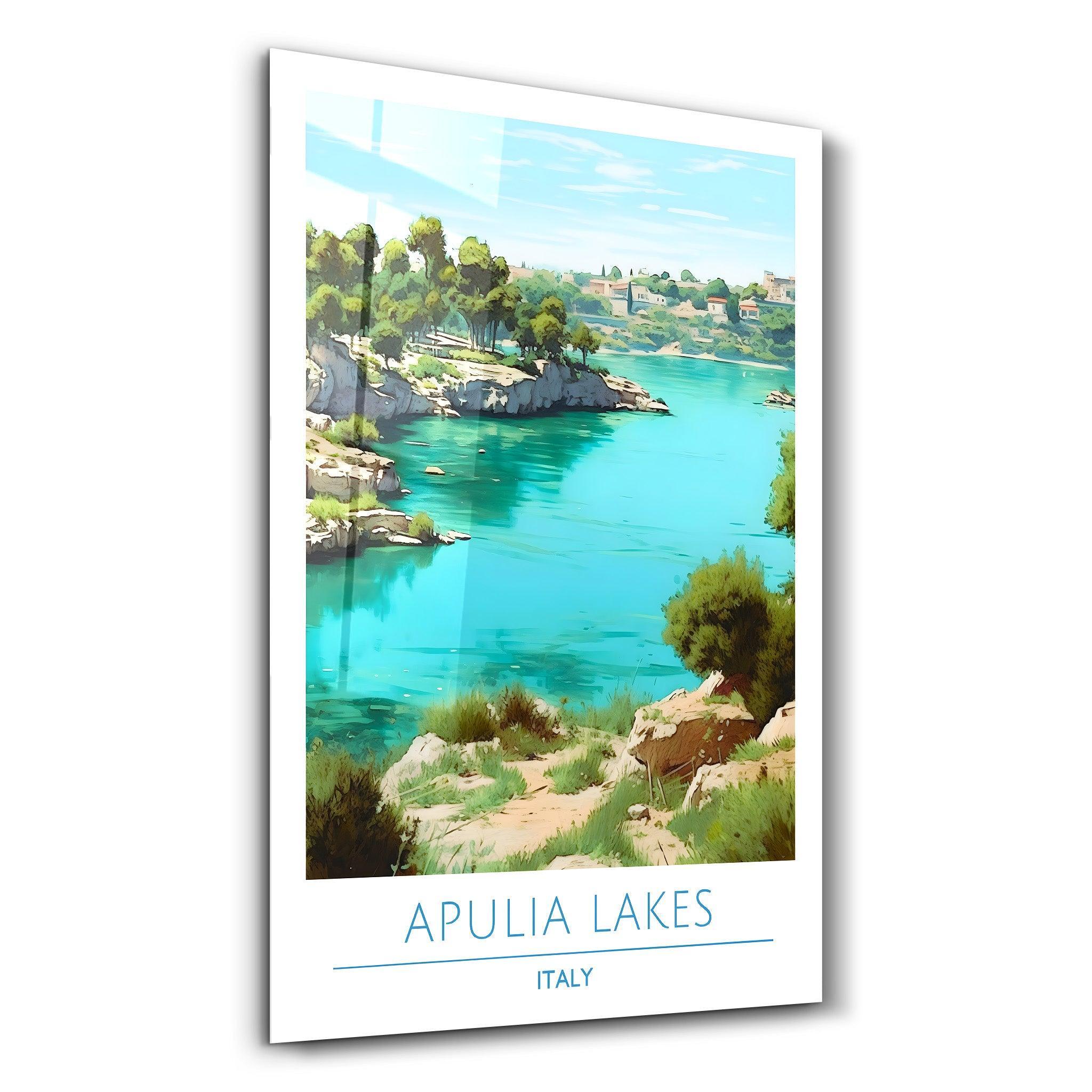 Apulia Lakes Italy-Travel Posters Glass Wall Art | ArtDesigna – Artdesigna