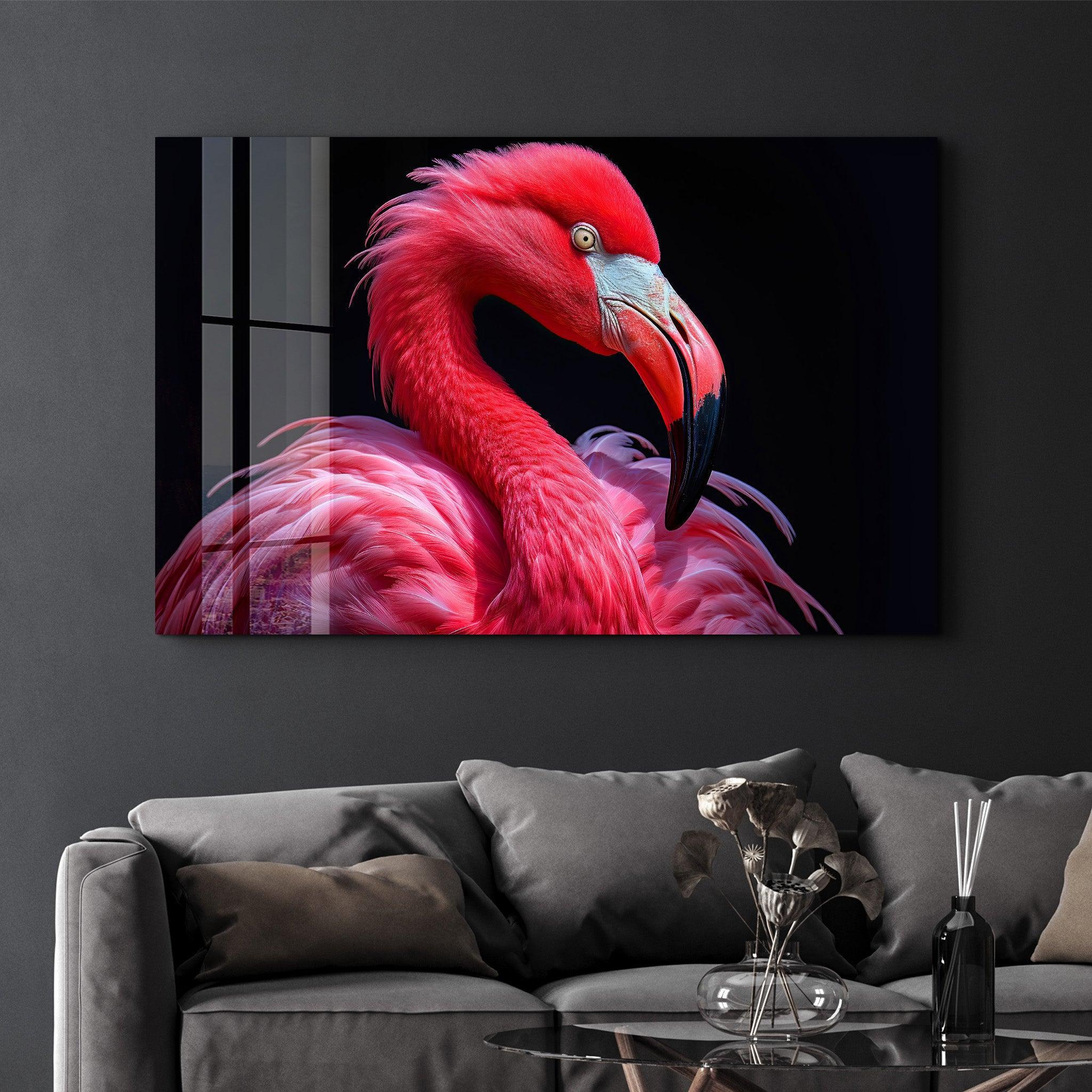 Flamingo’s Pink Symphony | Glass Wall Art - Artdesigna