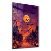 Halloween Neighbourhood | Glass Wall Art - Artdesigna