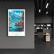 Lake Annecy France-Travel Posters | Glass Wall Art - Artdesigna