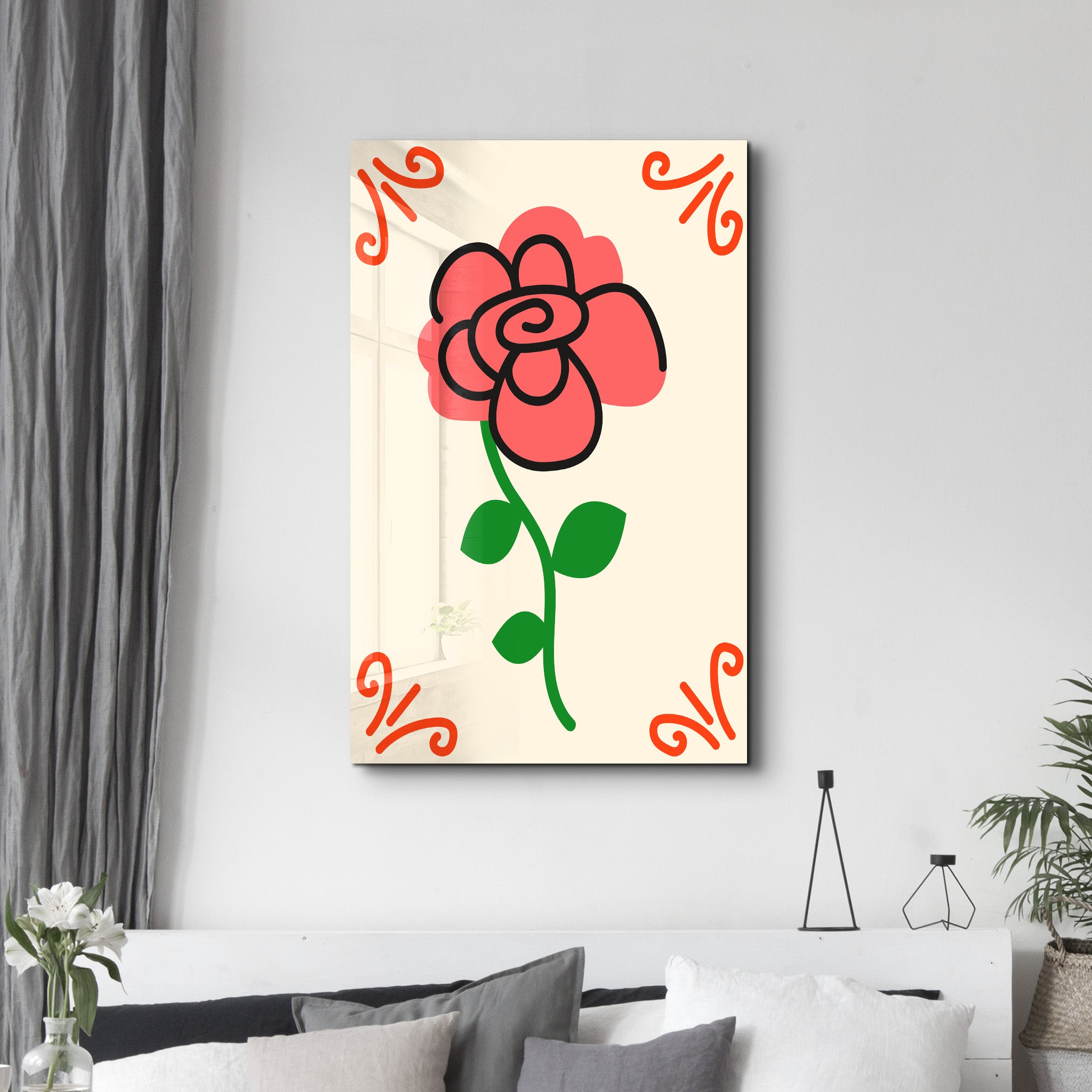 Red Rose | Glass Wall Art