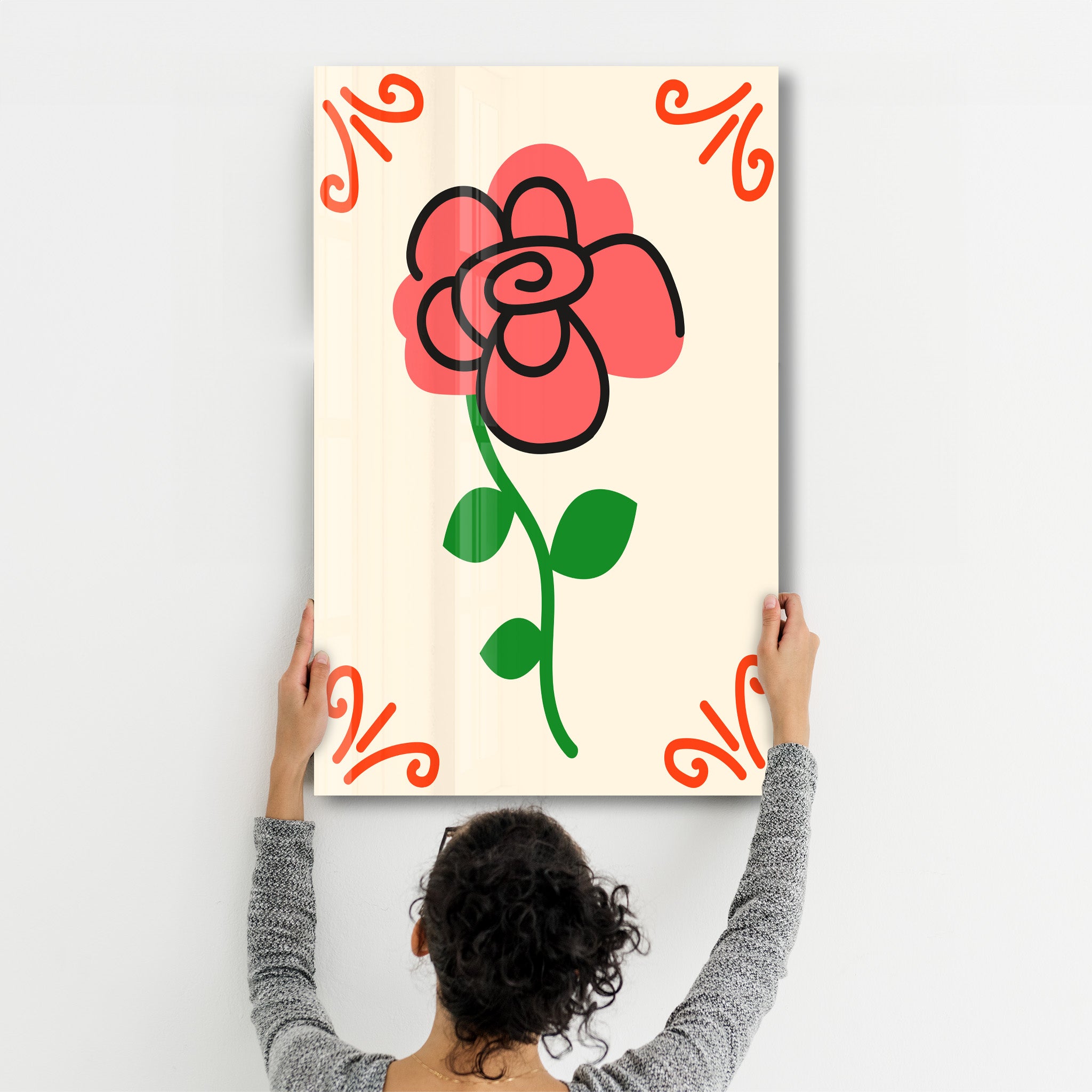 Red Rose | Glass Wall Art
